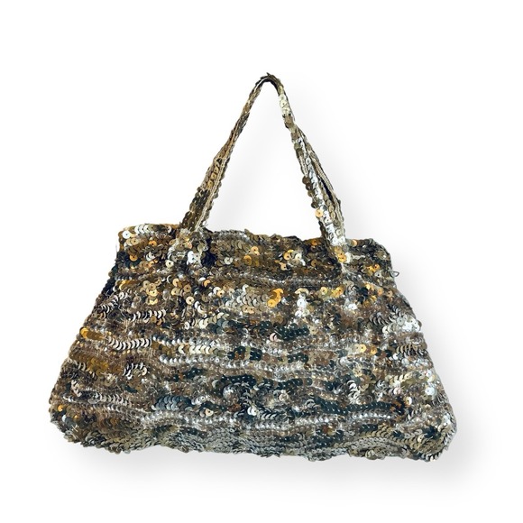 Vintage 1960s Sequin Evening Bag Clutch Silver Made In Belgium - Picture 2 of 9